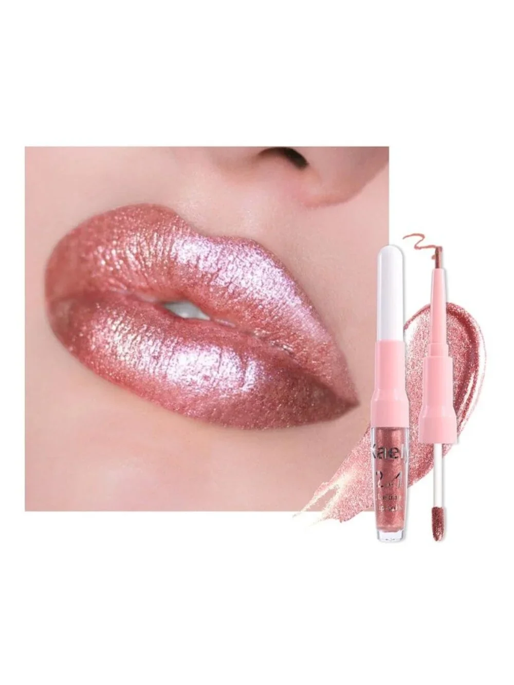 Womens 04# Rose Gold-Metallic Metallic Glitter Liquid Lipstick lippies Lip Gloss